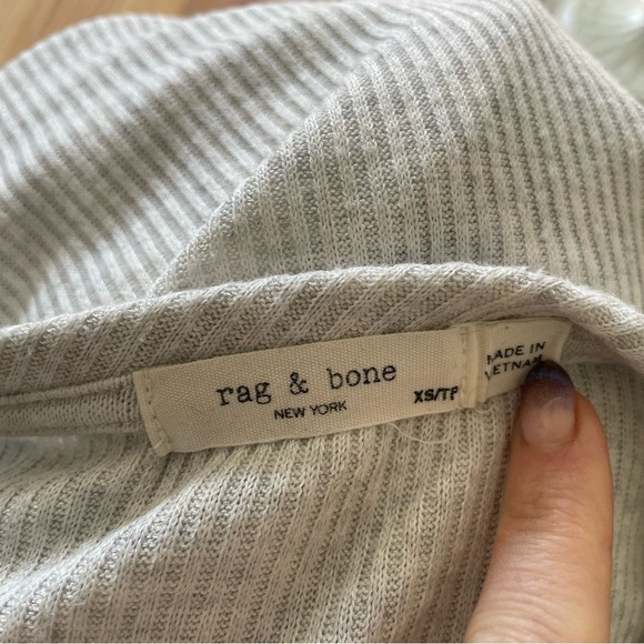 Rag & Bone Clara Earl Grey Torqued V-Neck Waffle Knit Long Sleeve Shirt Size XS - Picture 7 of 10
